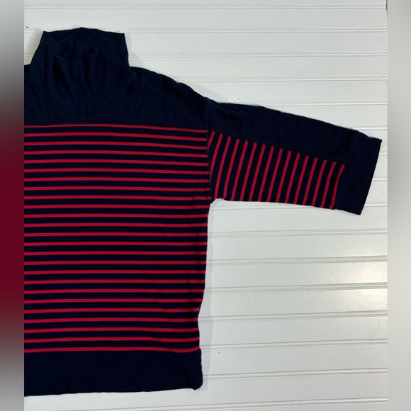 Lauren Ralph Lauren Turtleneck Sweater 3/4 Sleeve Red Navy Stripe Womens Size L - Picture 7 of 14